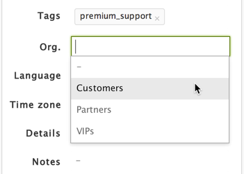 Customer organization in Zendesk 